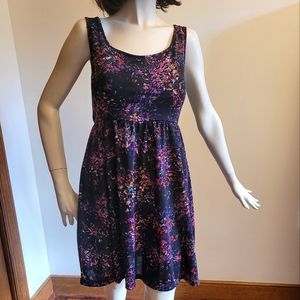 Xhilaration Colorful Skater Dress With Back Cut Outs, Size Small